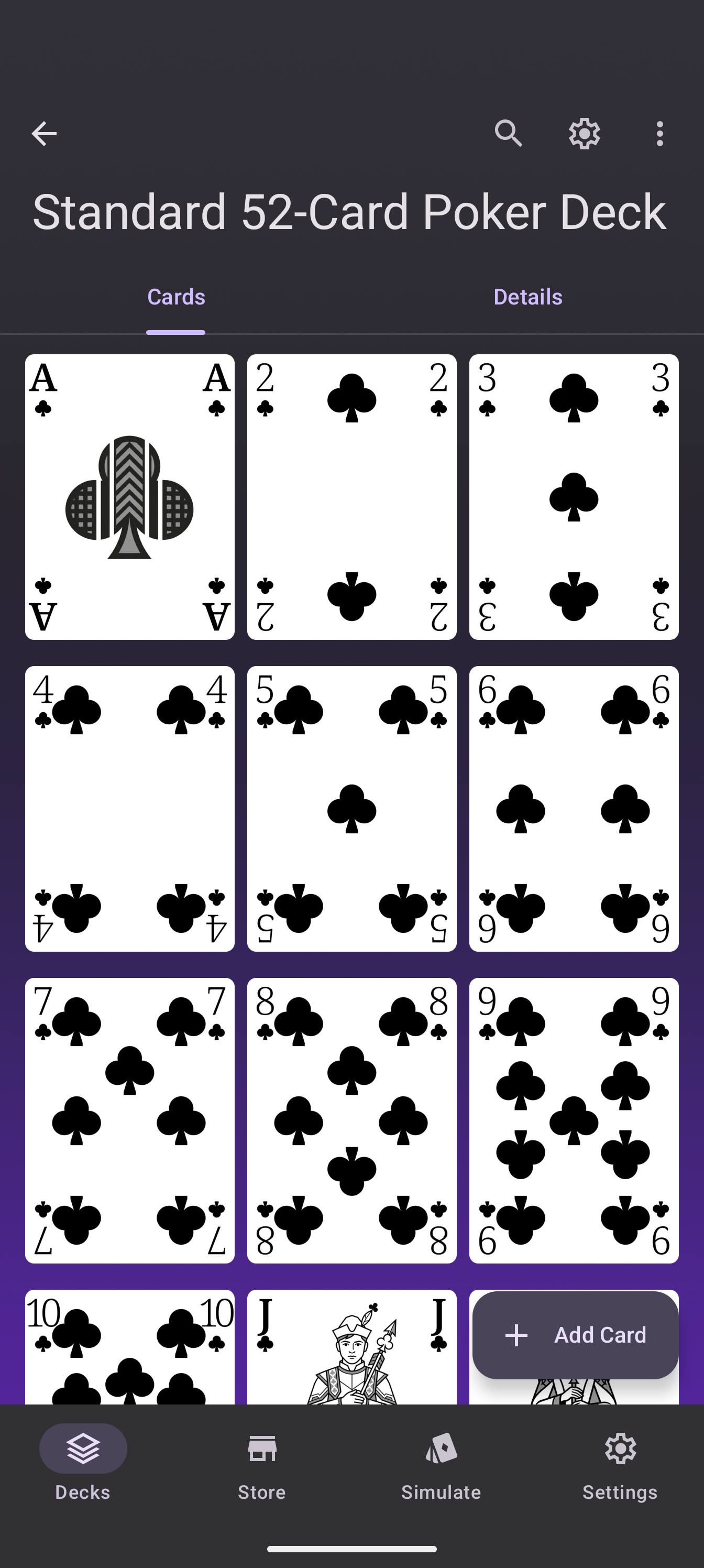 The redesigned three-column card grid in deck details