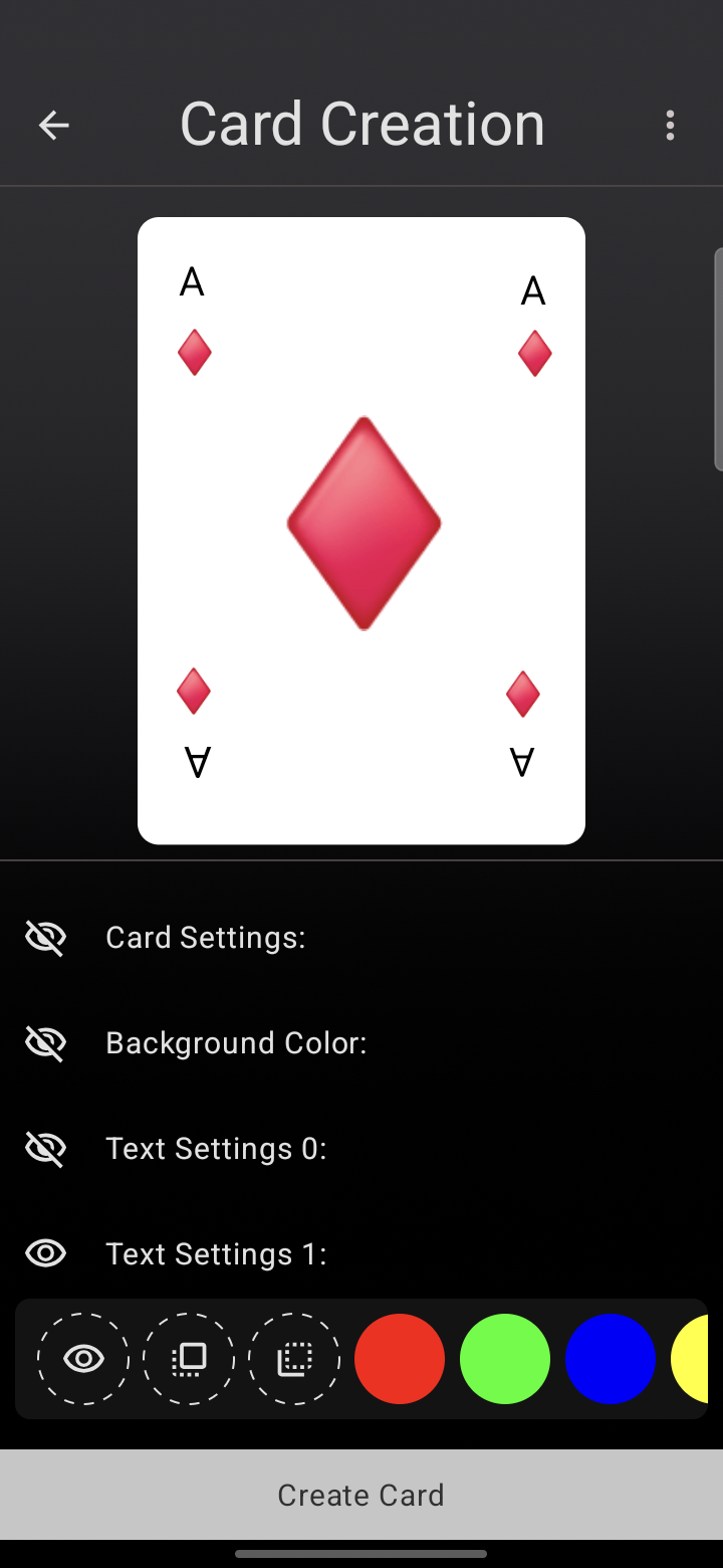 Designing an Ace of Diamonds directly in Deck Builder’s card creator.