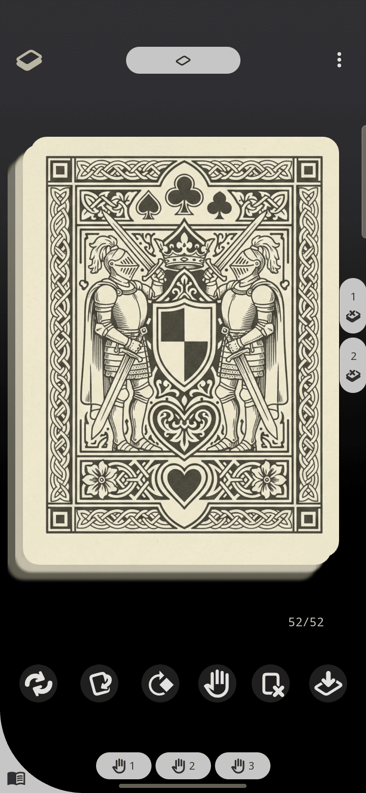 The draw pile ready at the start of a test game in Deck Builder.